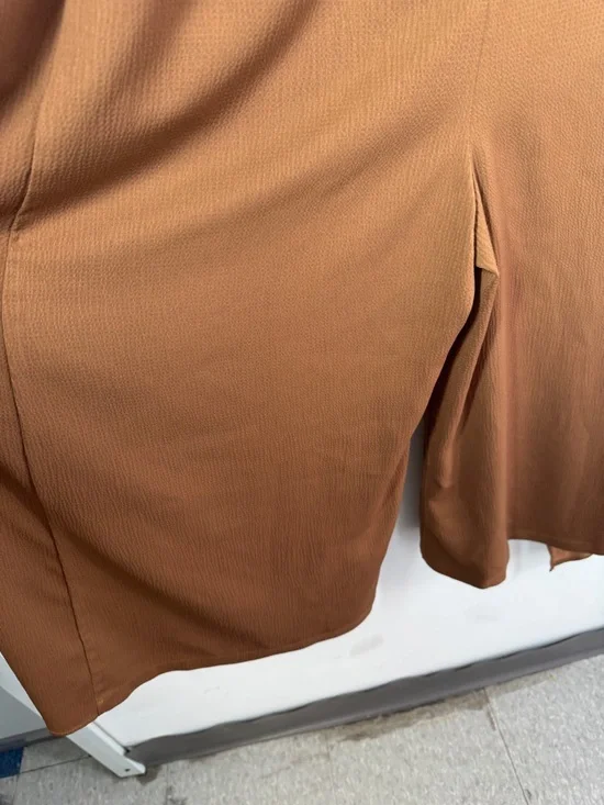 Workhall Brown Sleeveless Relaxed Fit Jumpsuit Tie Waist Wide Leg Minimalist - Picture 12 of 16